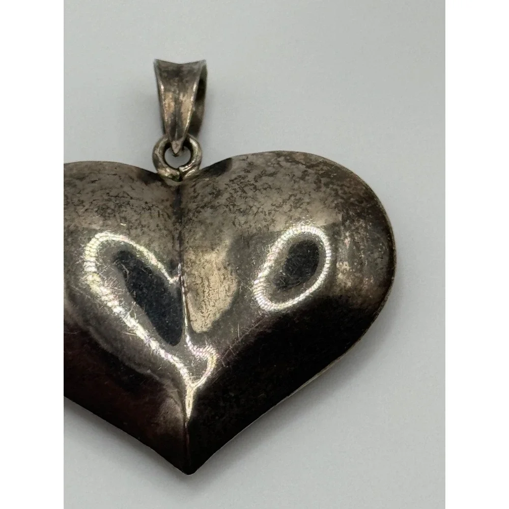 Vintage Sterling Silver 925 Puffy Heart Pendant